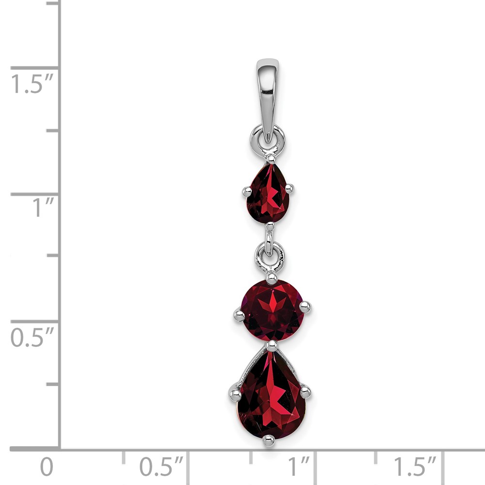 Sterling Silver Rhodium-plated Garnet Pendant (QP4542GA)