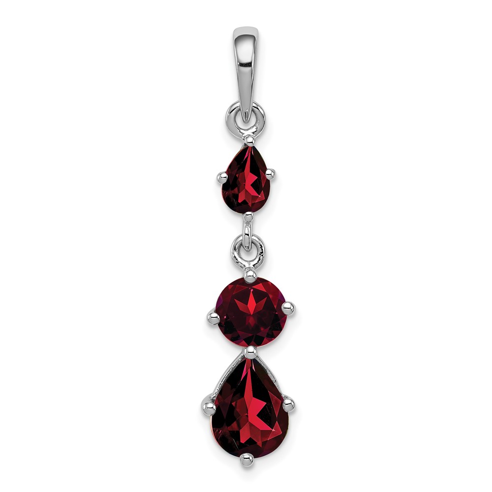 Sterling Silver Rhodium-plated Garnet Pendant (QP4542GA)
