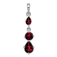 Sterling Silver Rhodium-plated Garnet Pendant view 1