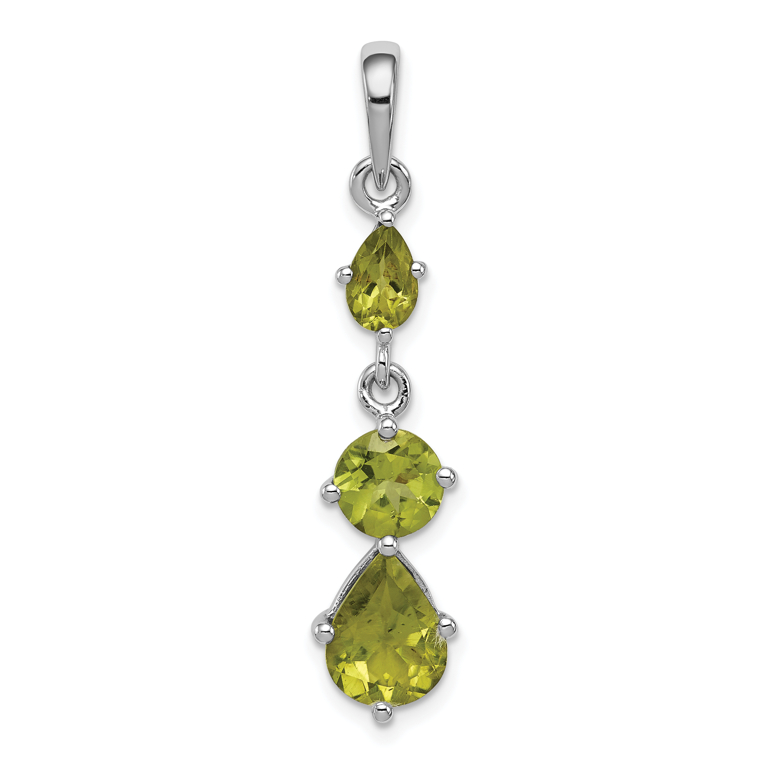 Sterling Silver Rhodium-plated Peridot Pendant (QP4542PE)