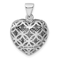 Sterling Silver Rhodium-plated W Garnet Heart Pendant view 4