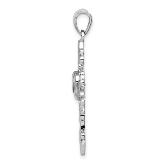 Sterling Silver Rhodium-plated Amethyst Cross Pendant