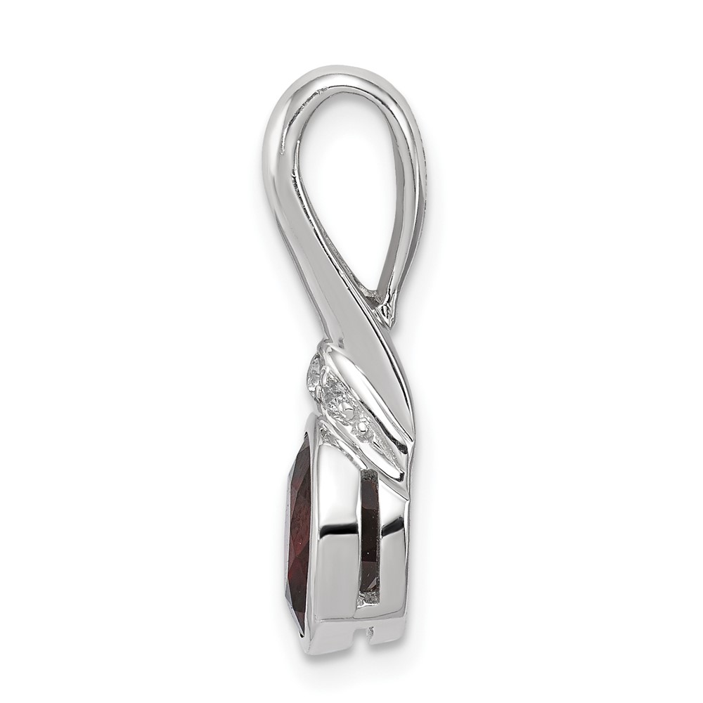 Sterling Silver Rhodium-plated w/CZ and Garnet Pendant (QP4545GA)