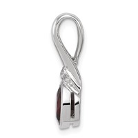 Sterling Silver Rhodium-plated Pendant with CZ and Garnet view 2