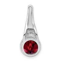 Sterling Silver Rhodium-plated Pendant with CZ and Garnet view 3