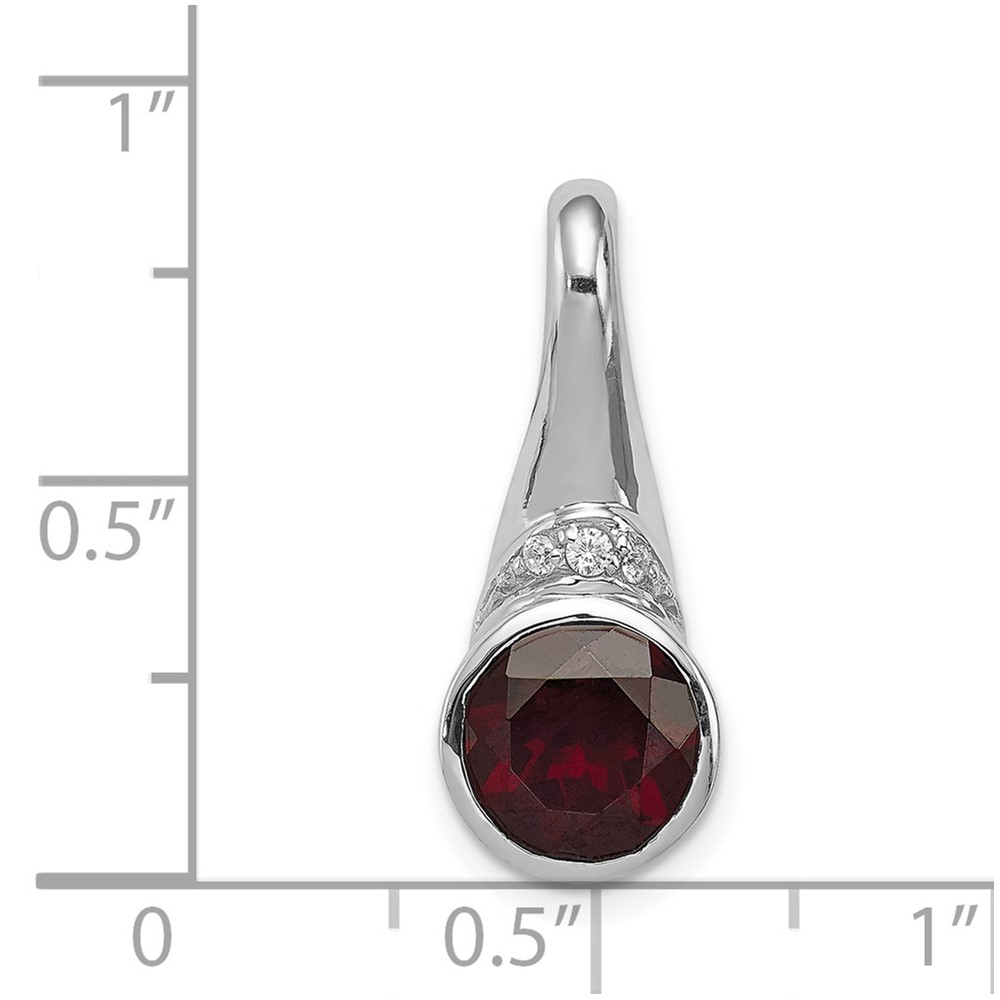 Sterling Silver Rhodium-plated w/CZ and Garnet Pendant (QP4545GA)