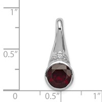 Sterling Silver Rhodium-plated Pendant with CZ and Garnet view 4