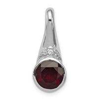Sterling Silver Rhodium-plated Pendant with CZ and Garnet view 1