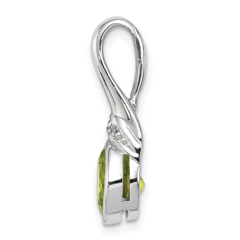 Sterling Silver Rhodium-plated CZ and Peridot Pendant (QP4545PE)