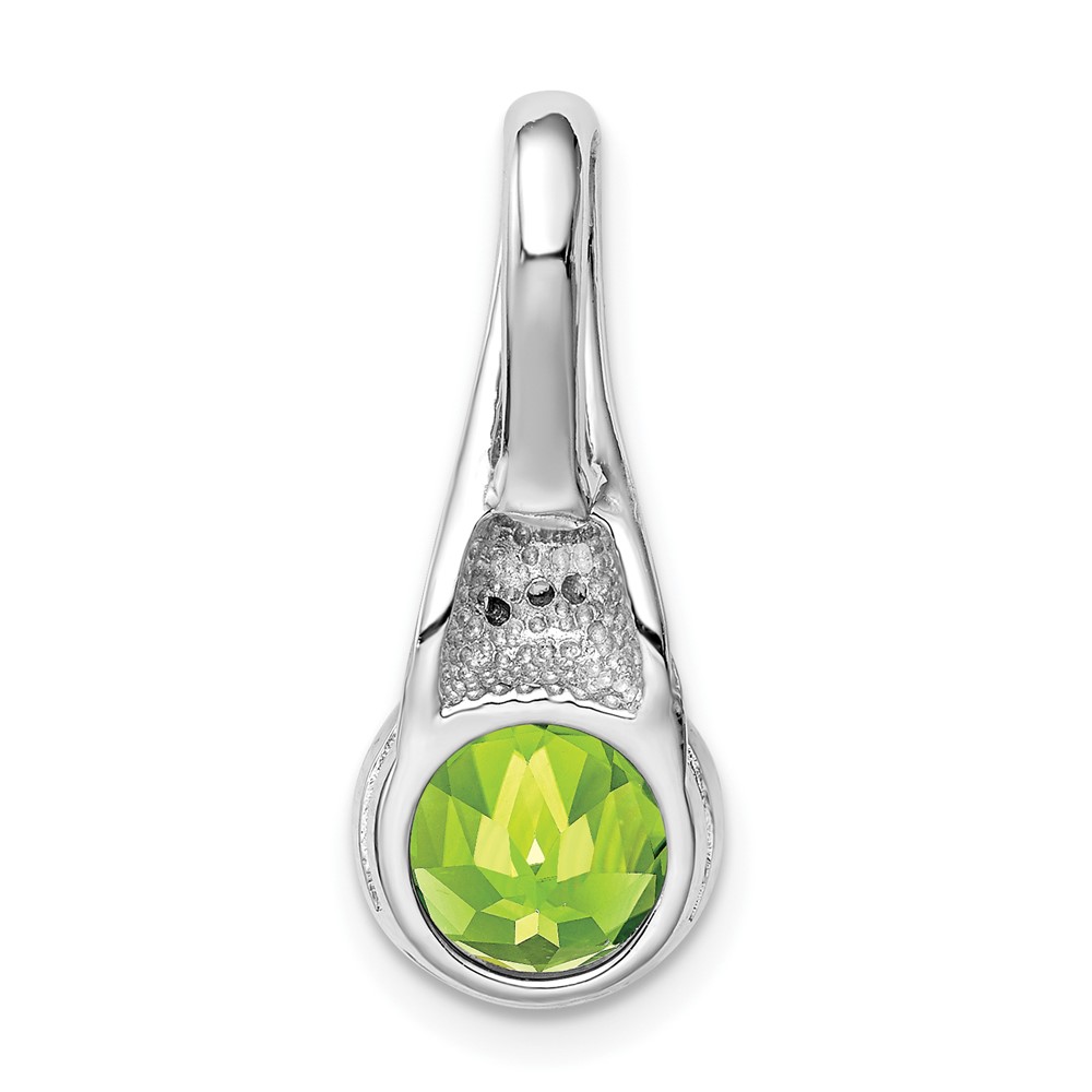 Sterling Silver Rhodium-plated CZ and Peridot Pendant (QP4545PE)