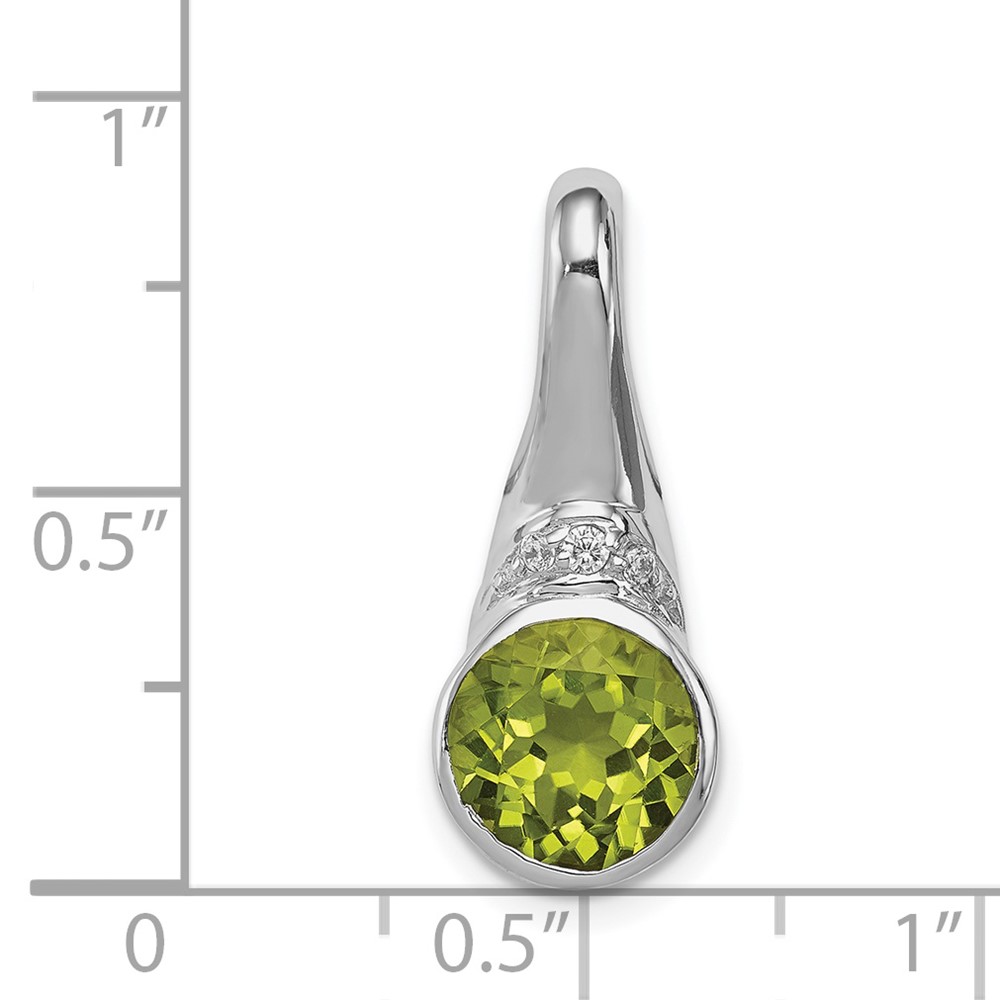 Sterling Silver Rhodium-plated CZ and Peridot Pendant (QP4545PE)