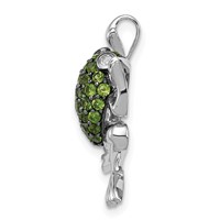 Sterling Silver Rhodium White Topaz & Chrome Diopside Frog Pendant view 2