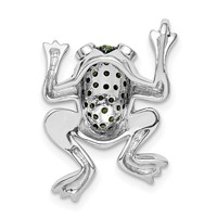 Sterling Silver Rhodium White Topaz & Chrome Diopside Frog Pendant view 4