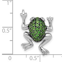 Sterling Silver Rhodium White Topaz & Chrome Diopside Frog Pendant view 3