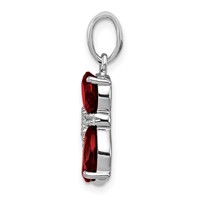 Sterling Silver Rhodium-plated Garnet and Diamond Cat Pendant view 2