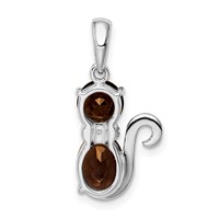 Sterling Silver Rhodium-plated Smoky Quartz and Diamond Pendant view 4