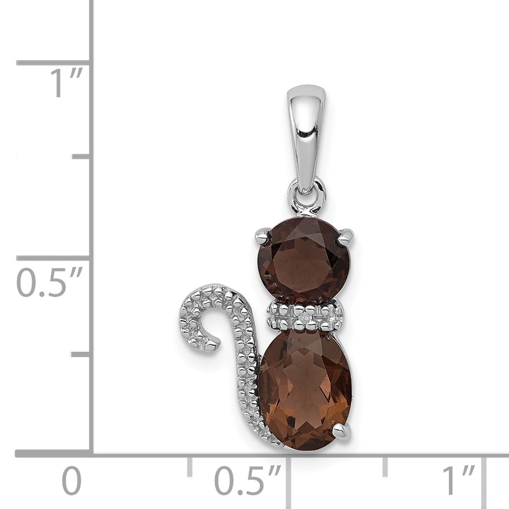 Sterling Silver Rhodium-plated Smoky Quartz and Diamond Pendant (QP4551SQ)