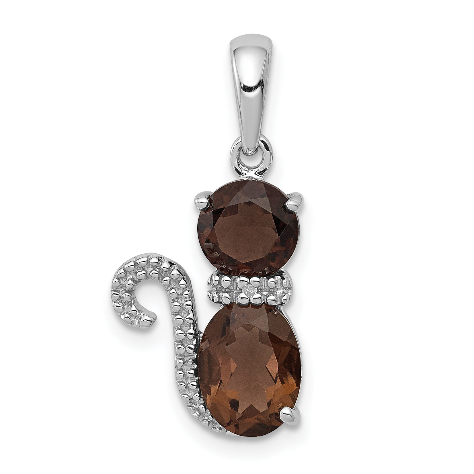 Sterling Silver Rhodium-plated Smoky Quartz and Diamond Pendant (QP4551SQ)