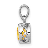 Sterling Silver Rhodium-plated Polished Citrine Round Pendant view 2