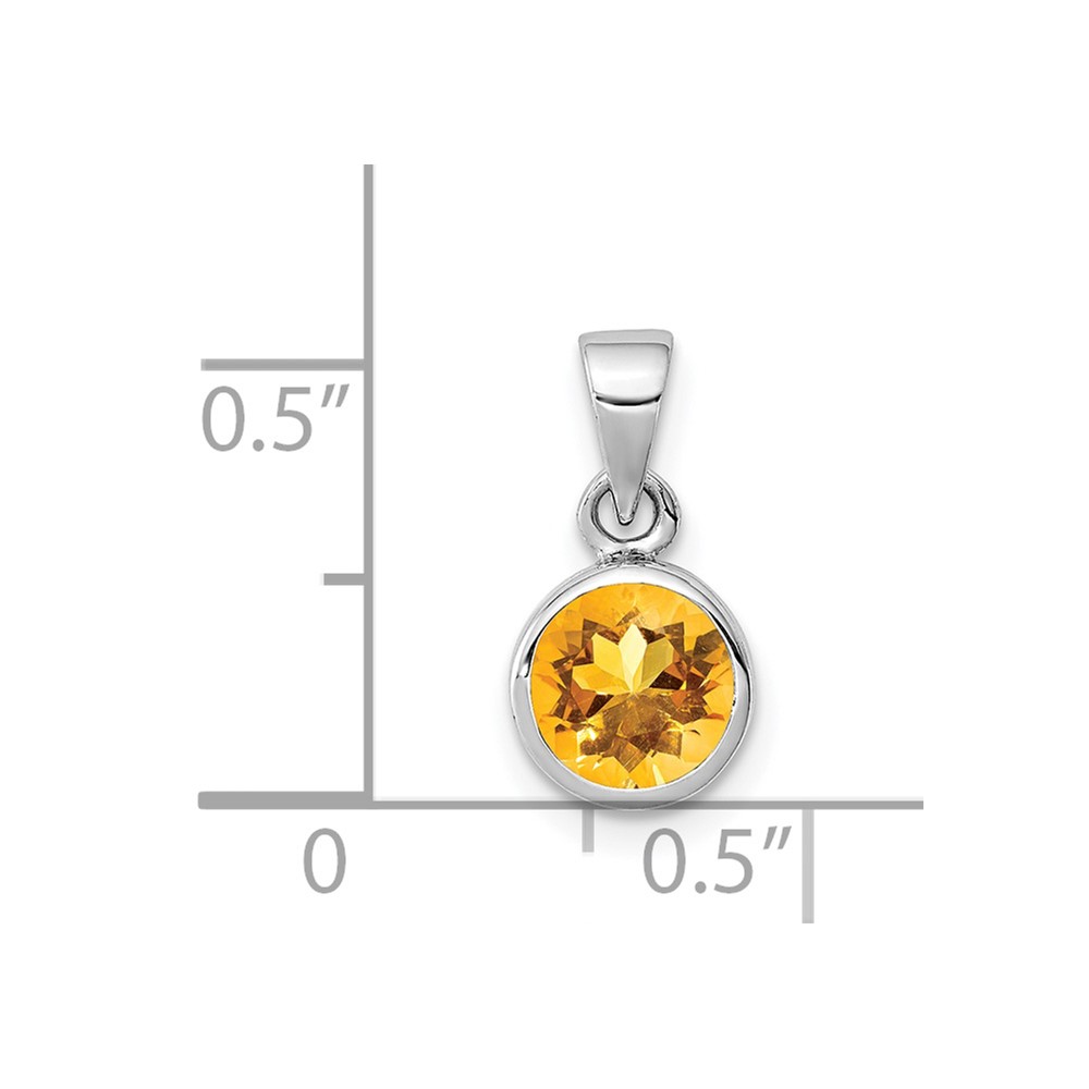Sterling Silver Rhodium-plated Polished Citrine Round Pendant (QP4552CI)