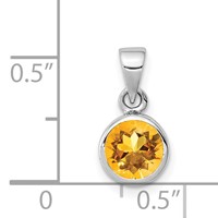 Sterling Silver Rhodium-plated Polished Citrine Round Pendant view 3