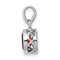 Sterling Silver Rhodium-plated Polished Garnet Round Pendant view 2