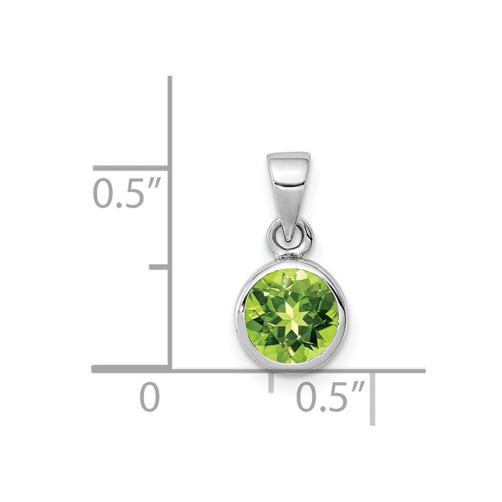Sterling Silver Rhodium-plated Polished Peridot Round Pendant (QP4552PE)