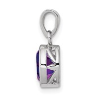 Sterling Silver Rhodium-plated Polished Amethyst Oval Pendant view 2