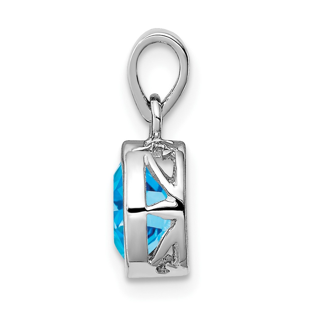Sterling Silver Rhodium-plated Polished Blue Topaz Oval Pendant (QP4553BT)