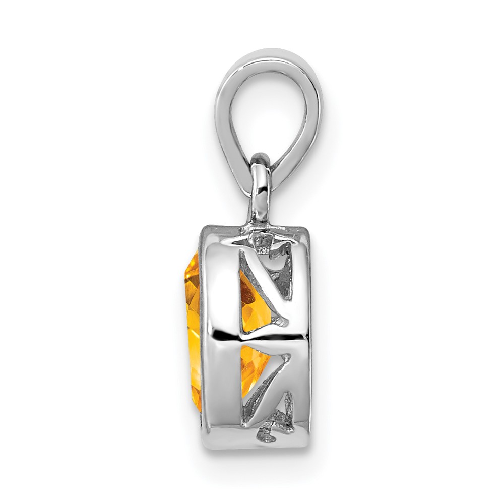 Sterling Silver Rhodium-plated Polished Citrine Oval Pendant (QP4553CI)