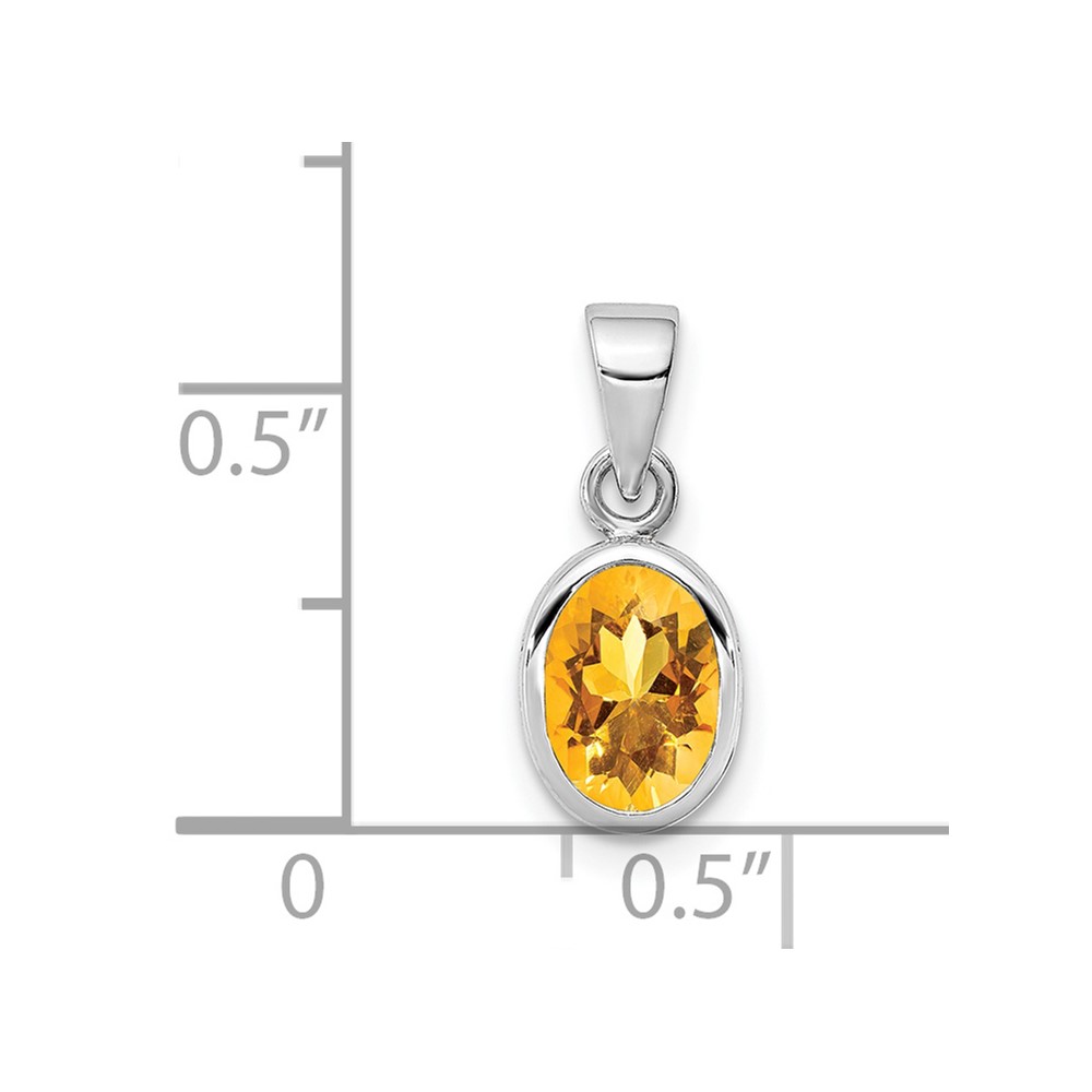 Sterling Silver Rhodium-plated Polished Citrine Oval Pendant (QP4553CI)