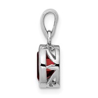 Sterling Silver Rhodium-plated Polished Garnet Oval Pendant view 2