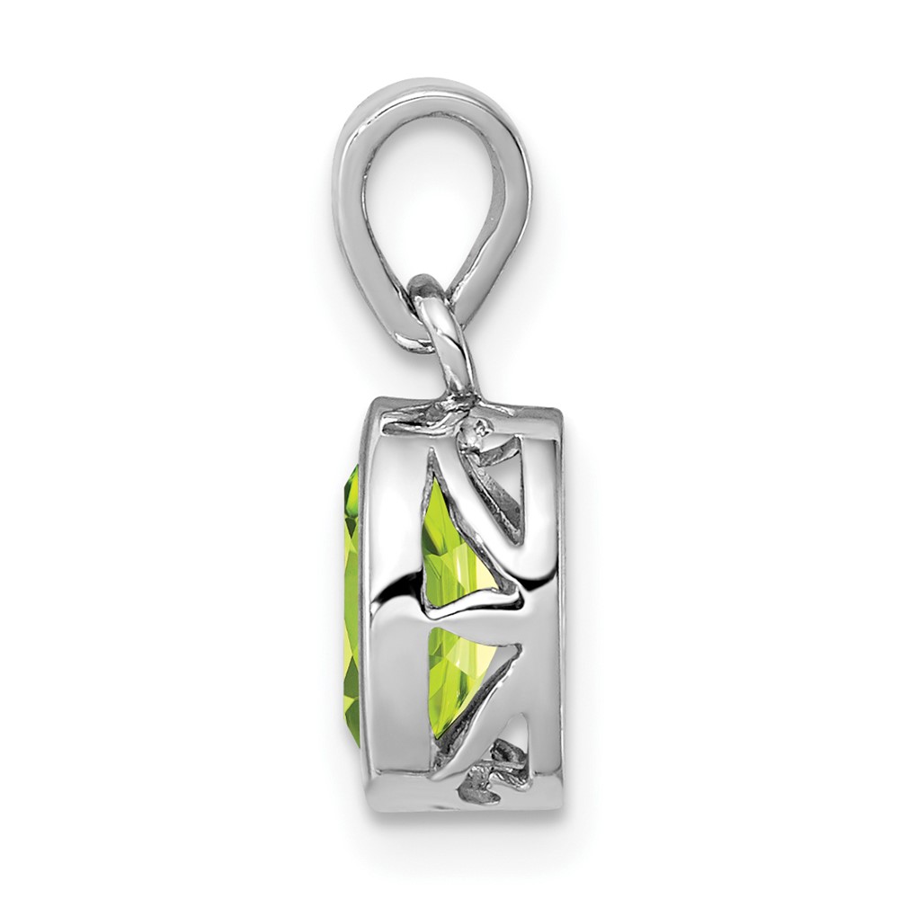 Sterling Silver Rhodium-plated Polished Peridot Oval Pendant (QP4553PE)