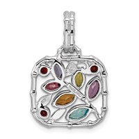 Sterling Silver Rhodium-plated Multi Gemstone Pendant view 4
