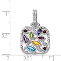 Sterling Silver Rhodium-plated Multi Gemstone Pendant view 3