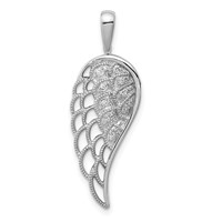 Sterling Silver Rhodium Diam. Open-work Wing Pendant view 1