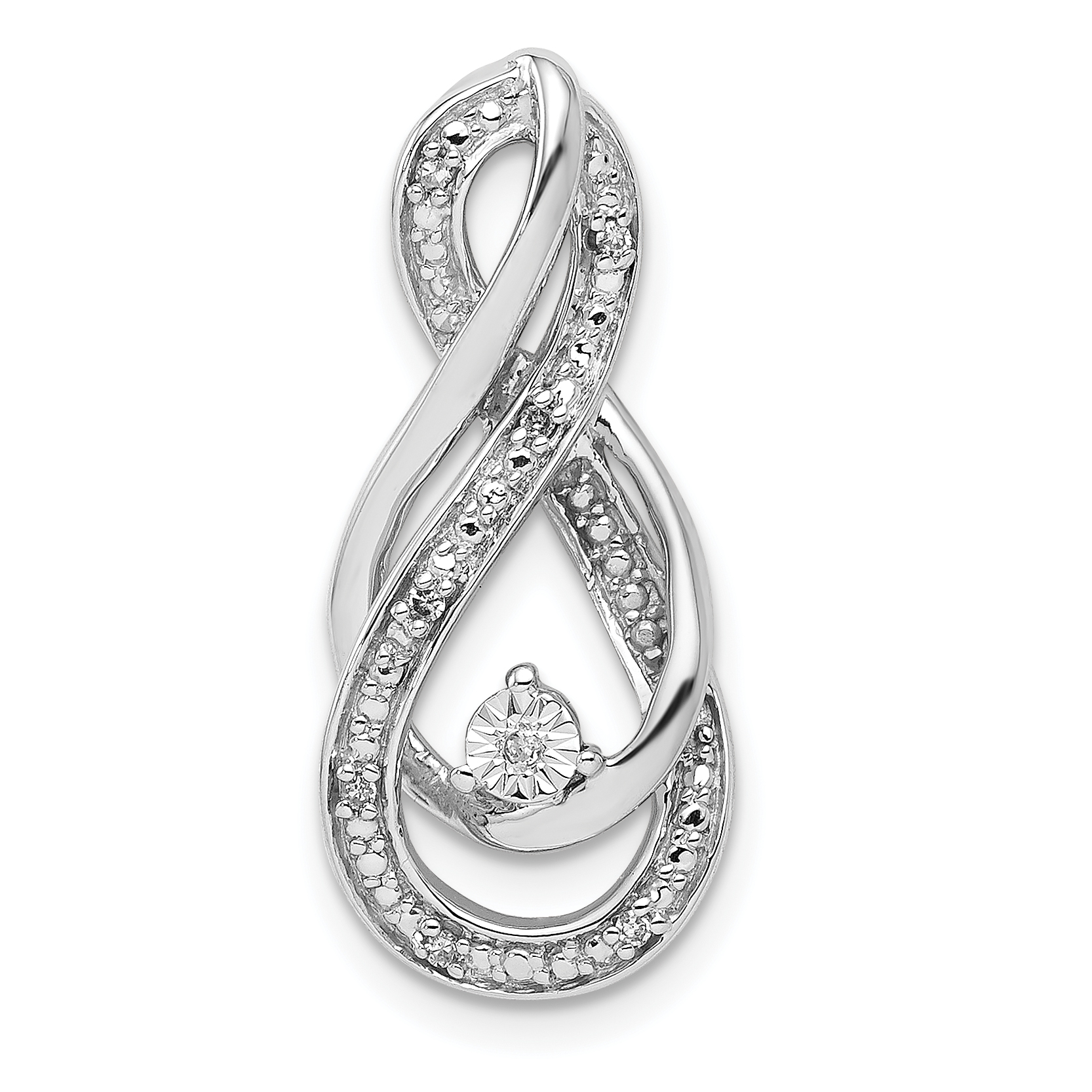 Sterling Silver Rhodium Diam. Infinity Symbol Slide Pendant (QP4599)