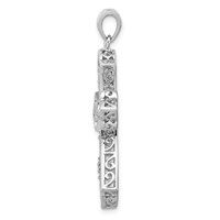 Sterling Silver Rhodium & Diam. Filigree Cross Pendant view 2