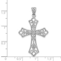 Sterling Silver Rhodium & Diam. Filigree Cross Pendant view 3