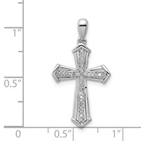 Sterling Silver Rhodium-plated Diamond Cross Pendant view 3