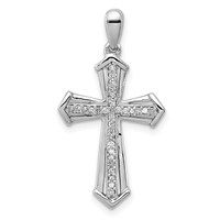 Sterling Silver Rhodium-plated Diamond Cross Pendant view 1