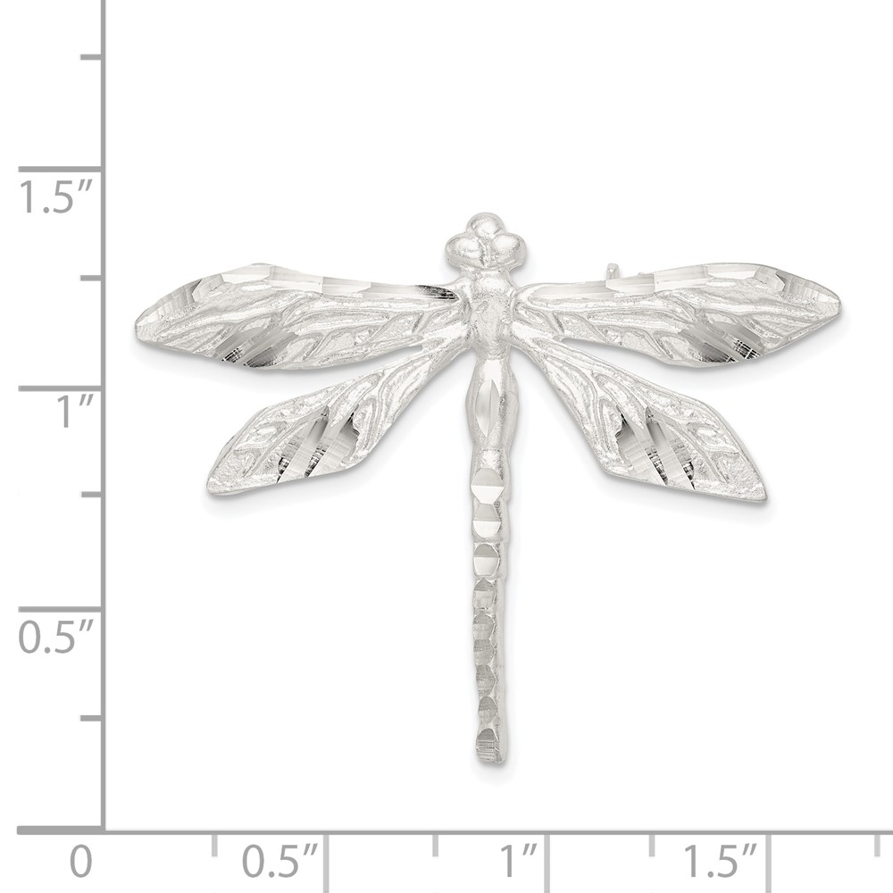 Sterling Silver Satin Finish Diamond Cut Dragon Fly Pin (QP461)