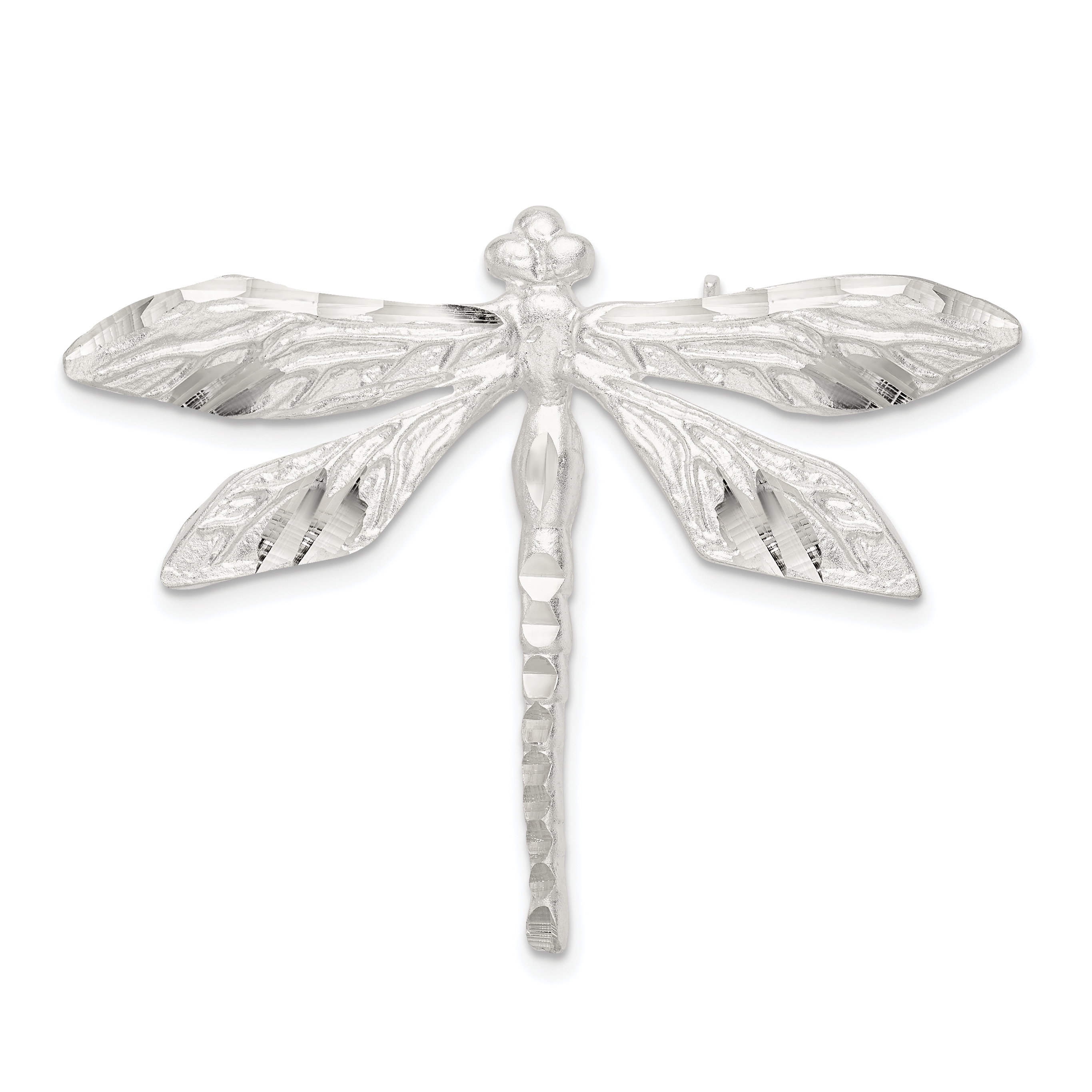 Sterling Silver Satin Finish Diamond Cut Dragon Fly Pin (QP461)