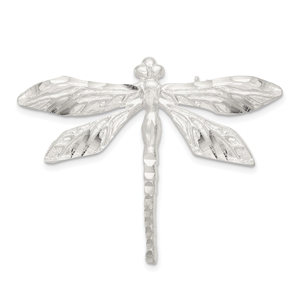 Sterling Silver Satin Finish Diamond Cut Dragon Fly Pin (QP461)