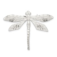 Sterling Silver Satin Finish Diamond-cut Dragonfly Brooch Pin view 1
