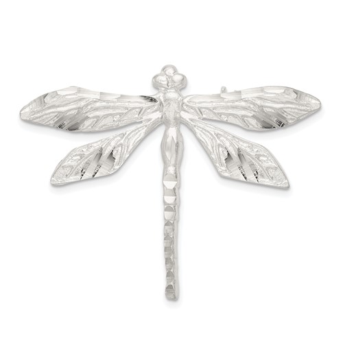 Sterling Silver Satin Finish Diamond-cut Dragonfly Brooch Pin