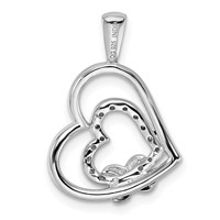 Sterling Silver Rhodium Diam. Hearts Pendant view 4