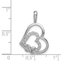 Sterling Silver Rhodium Diam. Hearts Pendant view 3