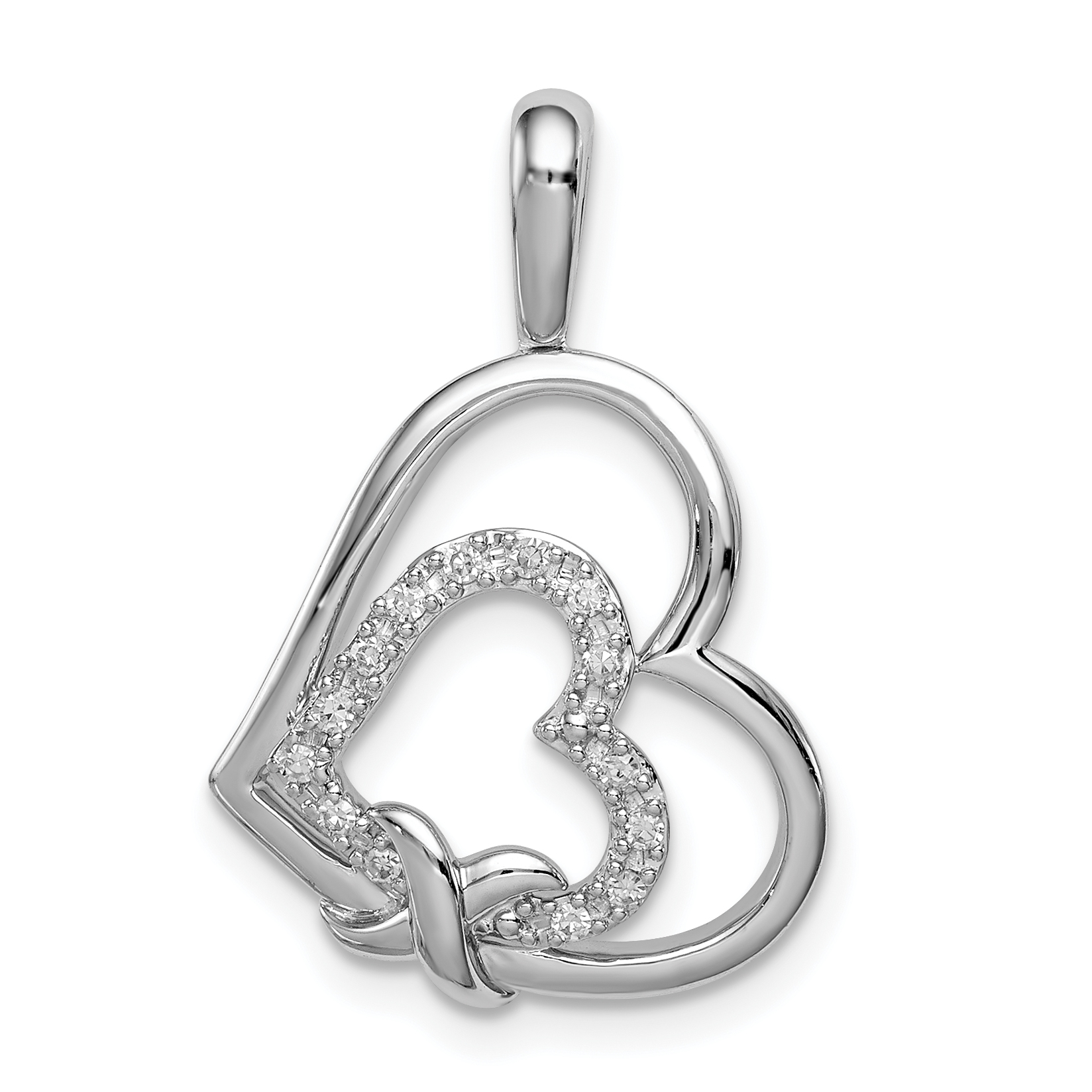 Sterling Silver Rhodium Diam. Hearts Pendant (QP4622)