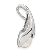 Sterling Silver Pendant with CZ 7-8mm FW Cultured Button Pearl view 2